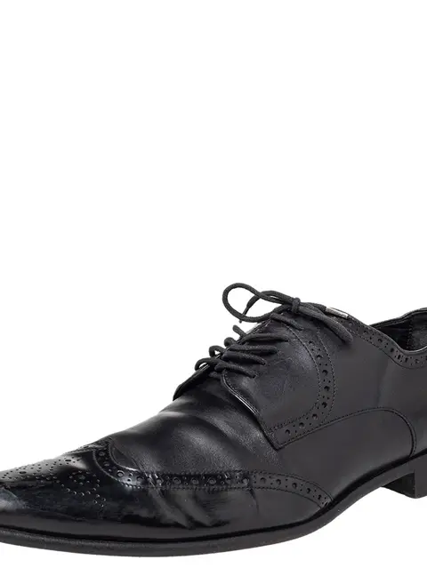 Dolce & Gabbana Black Brogue Leather Lace Up Derby Size 43