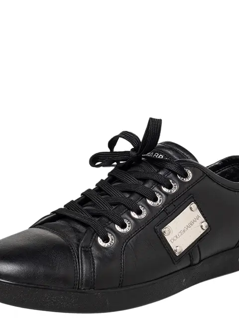 Dolce & Gabbana Black Cap Toe Low Top Sneakers Size 40.5