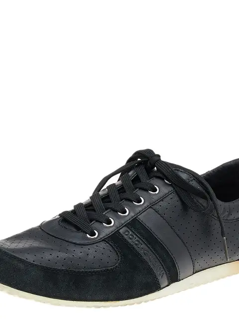 Dolce & Gabbana Black Suede And Leather Low Top Sneakers Size 44