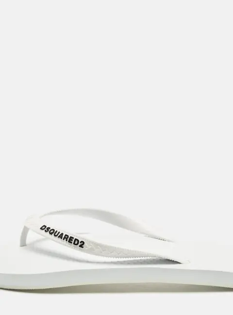 Dsquared2 Size 41 White Rubber  Logo Flip Flops