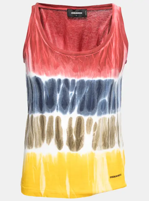 Dsquared2 Multicolor Tye-Dye Print Cotton Sleeveless T-Shirt L