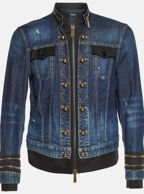 Dsquared2 Navy Blue Zip-Up Officer Jacket L