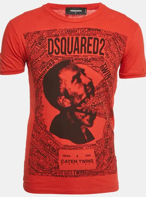 Dsquared2 Red Printed Jersey Chic Dan Fit T-Shirt S