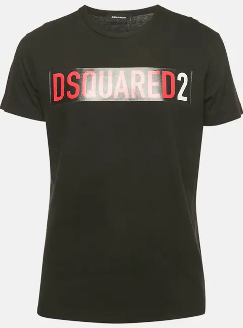 Dsquared2 Black Logo Print Jersey T-Shirt L