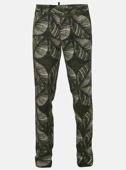 Dsquared2 Green Tropical Print Crepe Trousers L