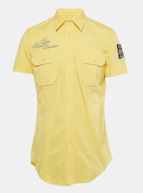 Dsquared2 Yellow Applique Cotton Short Sleeve Shirt  L