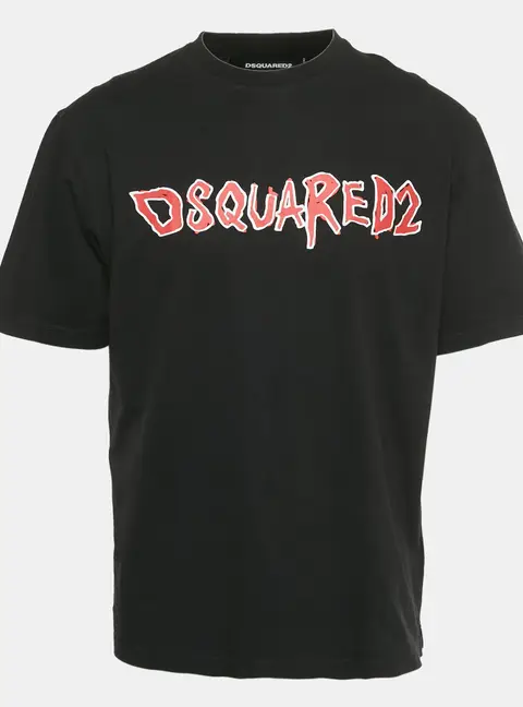 Dsquared2 Black Logo Print Cotton T-Shirt XL