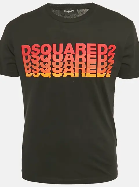 Dsquared2 Black Logo Printed Cotton Knit Crew Neck T-Shirt M