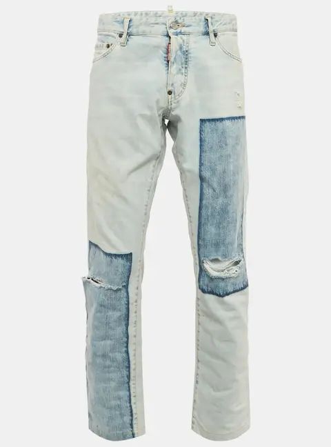Dsquared2 Blue Denim Patch Detail Jeans XL Waist 38"