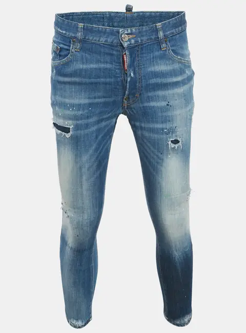 Dsquared2 Blue Denim Distressed Slim Fit Jeans L/Waist 31"