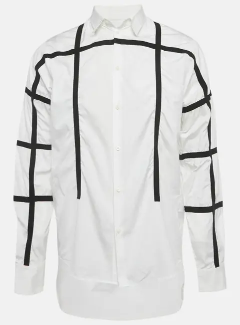 Dsquared2 White Tape Trim Cotton Shirt S