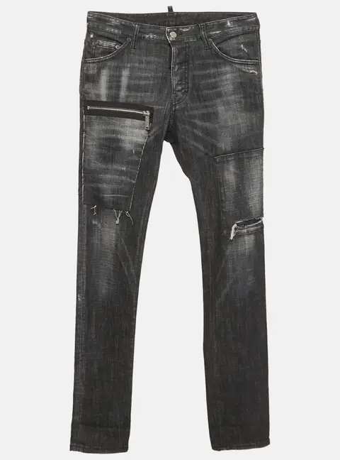 Dsquared2 Grey Denim Distressed Slim Fit Jeans XL/Waist 31"