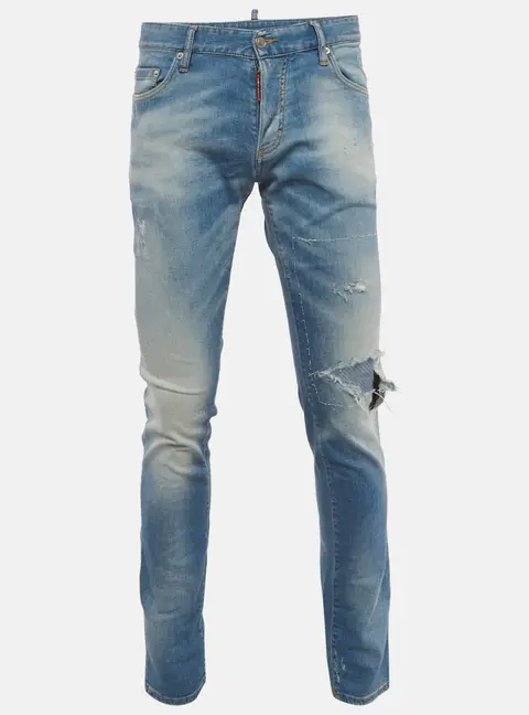 Dsquared2 Blue Faded Denim Distressed Jeans L/Waist 34"