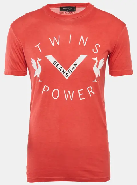 Dsquared2 Red Jersey Twin Power T-Shirt XS