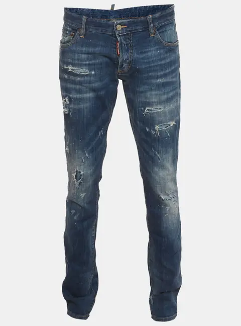 Dsquared2 Blue Paint Splatter Distressed Denim Slim Fit Jeans XL/Waist 38"