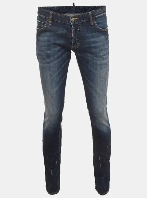 Dsquared2 Blue Paint Splattered Distressed Denim Slim Fit Jeans XL/Waist 36"