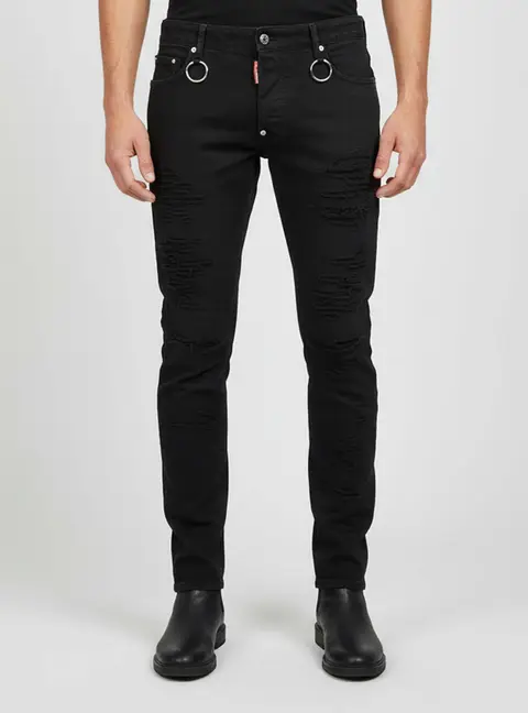 Dsquared2 Black Denim Distressed Jeans XXL / Waist 37"