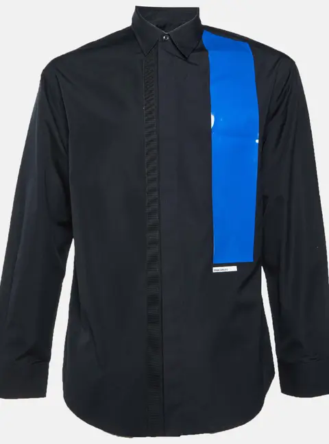 Dsquared2 Black Color Block Stripe Detail Cotton Long Sleeve Shirt L