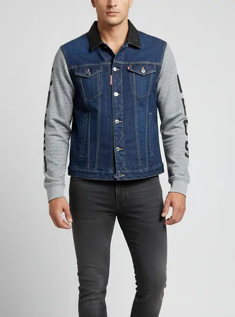 Dsquared2 Blue/Grey Denim and Jersey Caten Bros Jacket XL