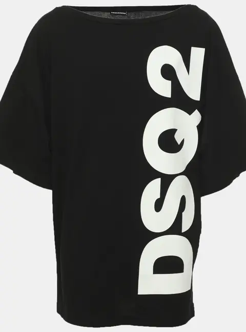 Dsquared2 Black Logo Printed Cotton T-Shirt M