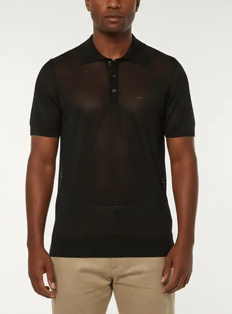 Dsquared2 Black Mesh Short Sleeve Sheer Polo T-Shirt XS