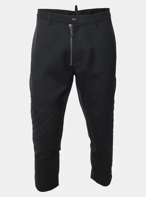 Dsquared2 Black Wool Zip Detail Straight Leg Trousers XL