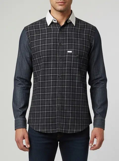 Dsquared2 Blue Plaid Chambray Long Sleeve Shirt L