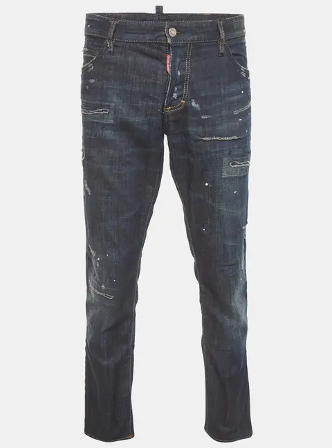 Dsquared2 Blue Denim Distressed Straight Fit Jeans XXL /Waist 37"