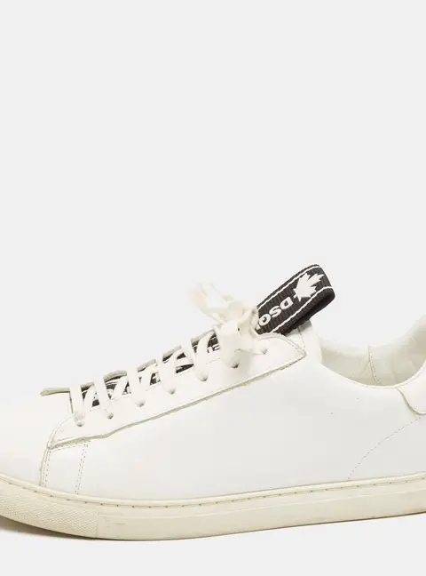 Dsquared2 White Leather Low Top Sneakers Size 45