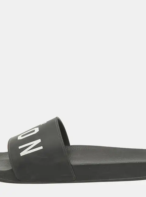 Dsquared2 Black Rubber Slide Sandals Size 44