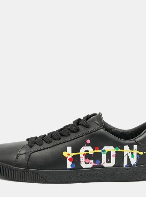 Dsquared2 Black Leather Cassetta Low Top Sneakers Size 41
