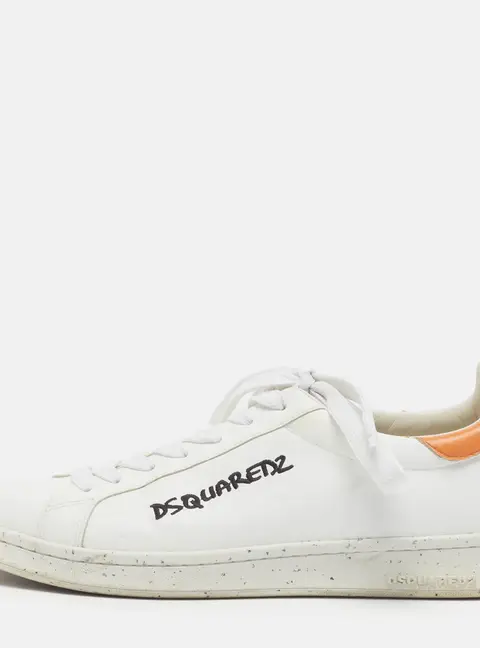 Dsquared2 Size 43 White Leather Lace Up Sneakers