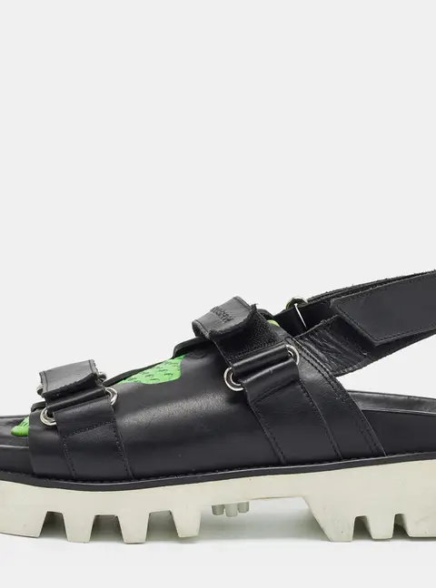 Dsquared2 Size 41 Black Leather Flat Slingback Sandals