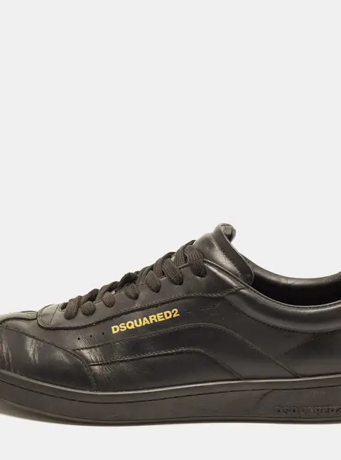 Dsquared2 Cassetta Size 44 Black Leather Low Top Sneakers