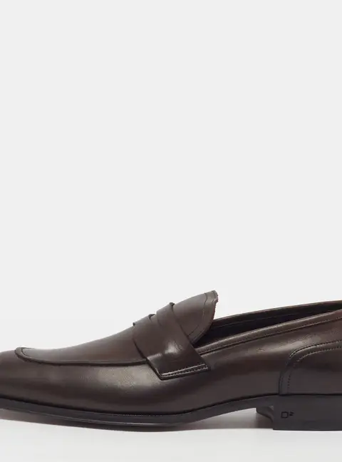 Dsquared2 Size 41.5 Dark Brown Leather Penny Slip On Loafers