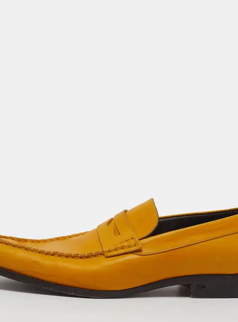 Dsquared2 Size 44 Yellow Leather Penny Loafers