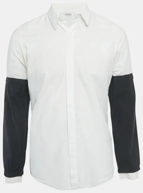 Dries van Noten White Cotton Layered Sleeve Shirt M