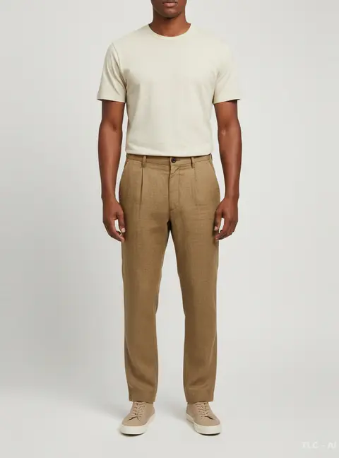 Dries Van Noten Brown Plaid Linen Straight Fit Pants XL