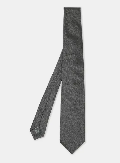 Dunhill Dark Grey Woven Motif Silk Tie