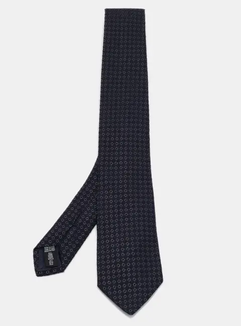Emporio Armani Blue Patterned Wool Blend Tie
