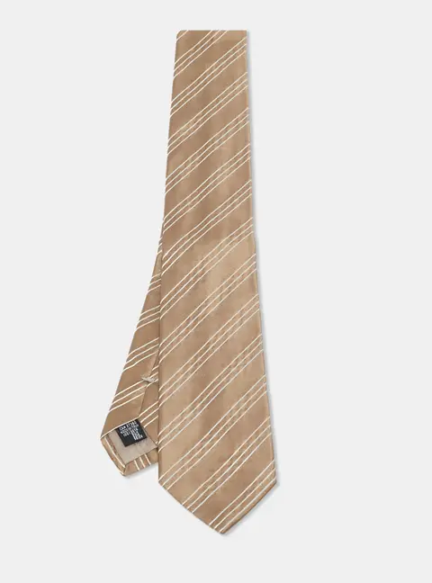 Emporio Armani Brown Striped Silk Classic Tie