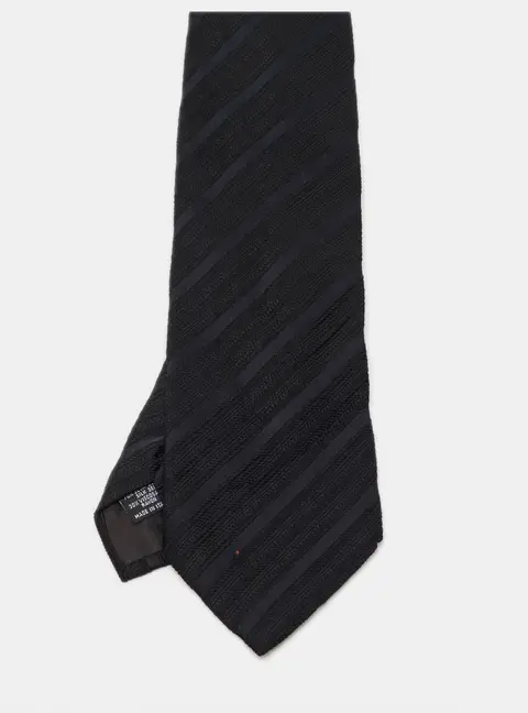 Emporio Armani Black Striped Jacquard Silk Tie