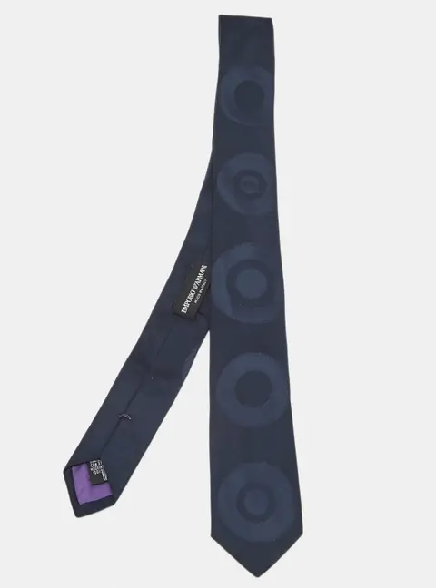 Emporio Armani Navy Blue Jacquard Silk Skinny Tie