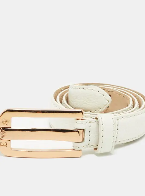 Emporio Armani Buckle Belt White Leather