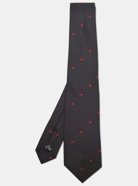 Emporio Armani Navy Blue Logo Jacquard Silk Classic Tie