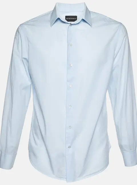 Emporio Armani Blue Patterned Cotton Shirt M