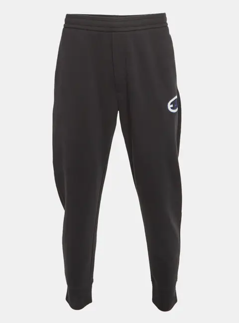 Emporio Armani Black Embroidered Cotton Blend Sweatpants XL