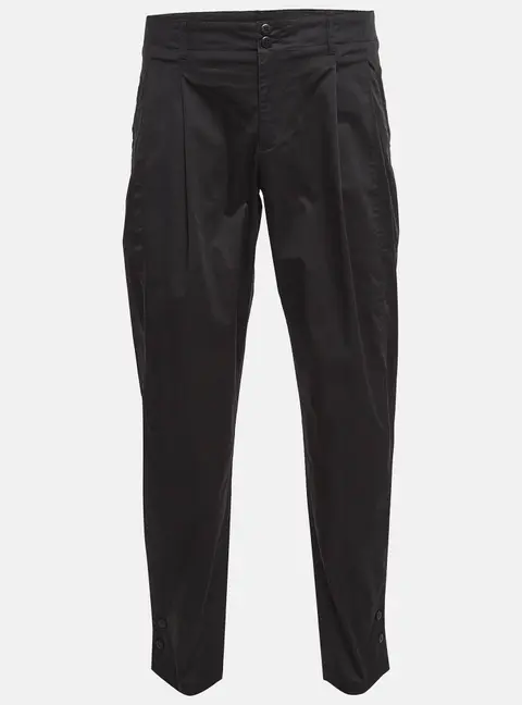 Emporio Armani Black Cotton Pleated Trousers L