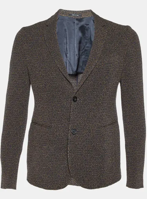 Emporio Armani Brown/Blue Patterned Crepe Single Breasted Jacket S