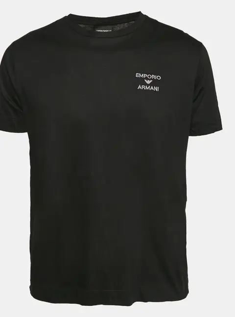 Emporio Armani Black Logo Embroidery Jersey Crew Neck T-Shirt XL